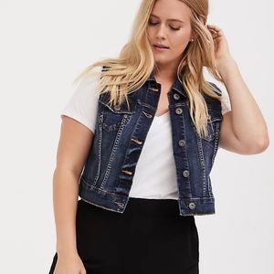 Dark wash denim vest.  Torrid size 3x